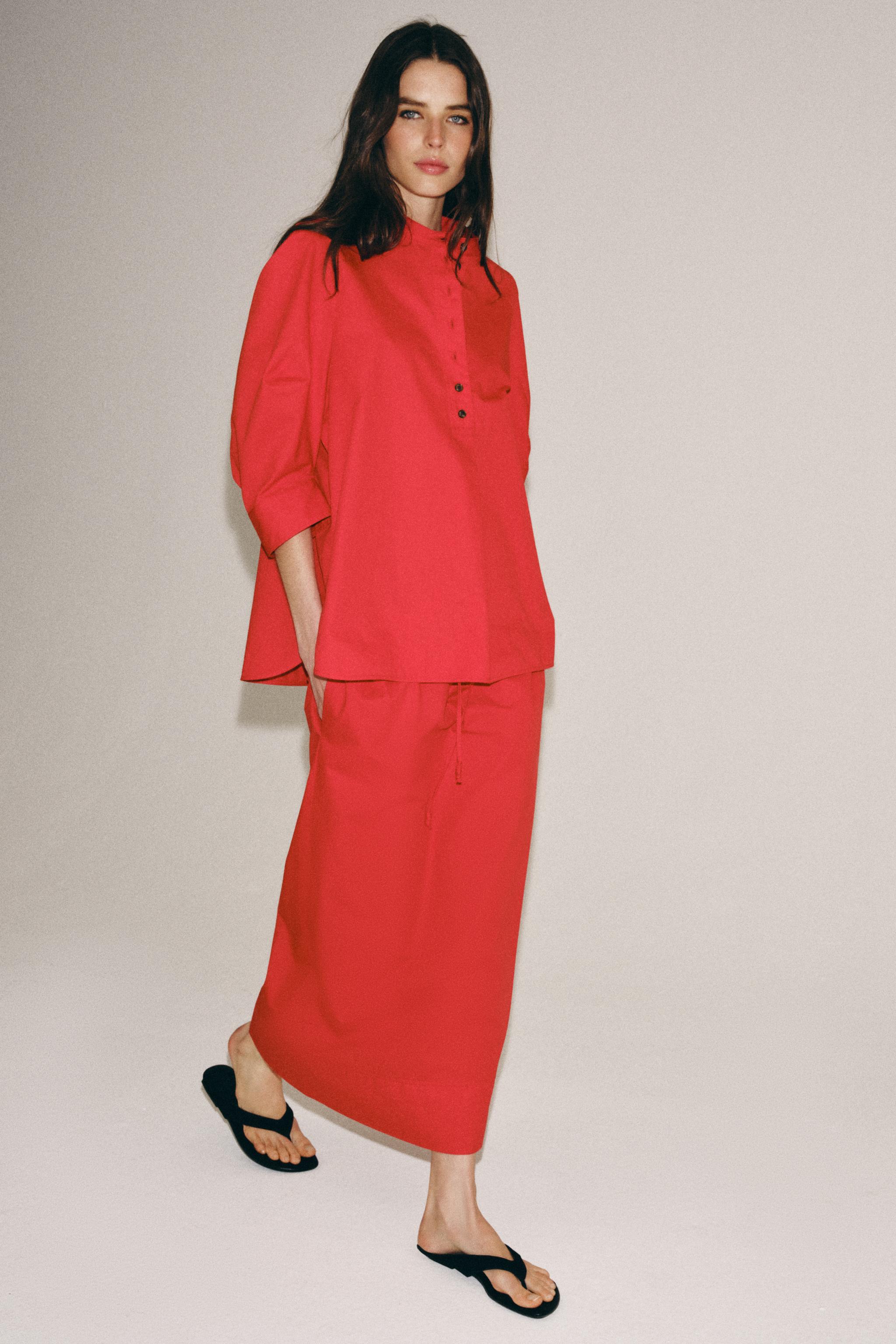 ZW COLLECTION POPLIN MIDI SKIRT